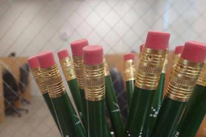 Glass jar with pencils